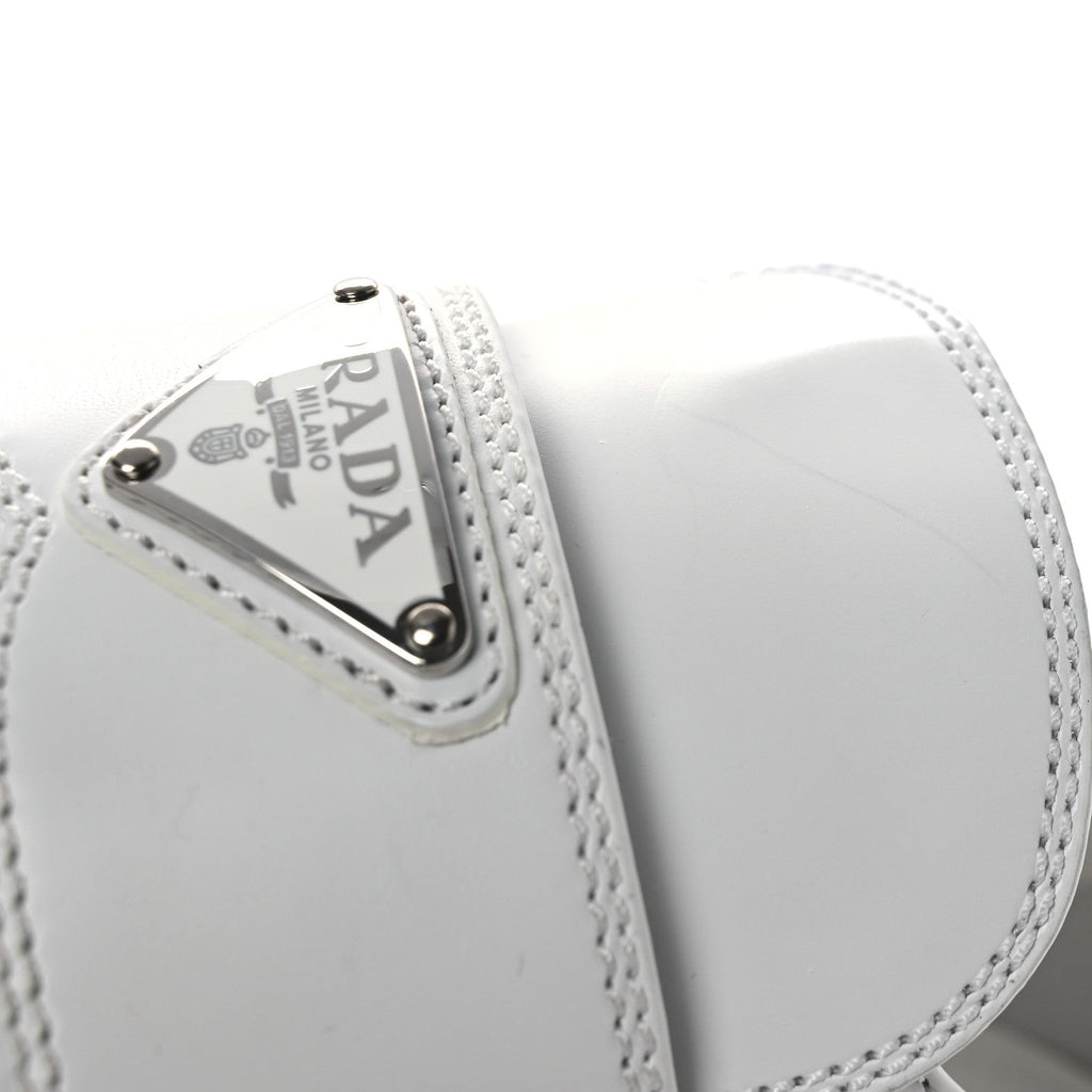 Prada Spazzolato Triangle 50mm Loafers 41 White