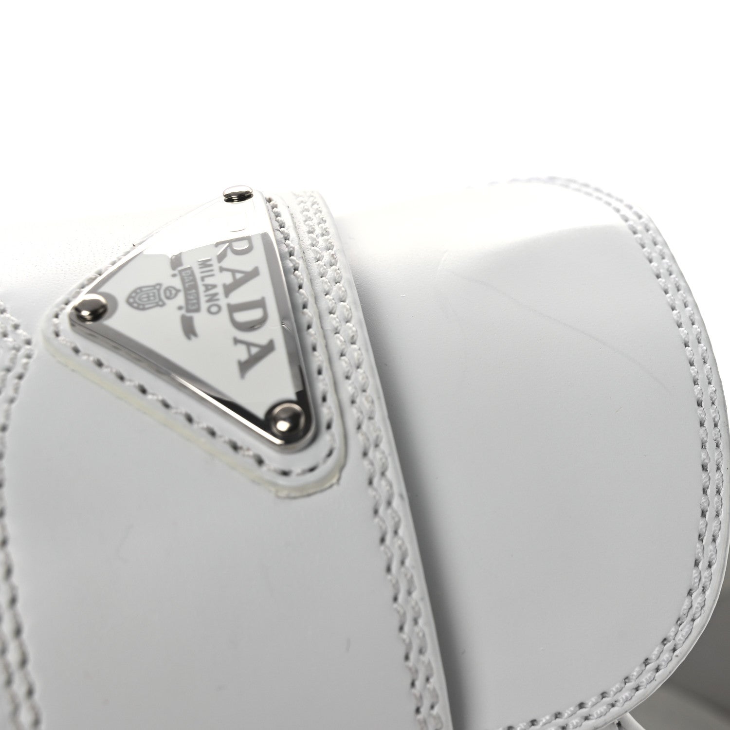Prada Spazzolato Triangle 50mm Loafers 41 White