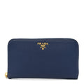 Prada Saffiano Metal Zip Around Wallet Baltico