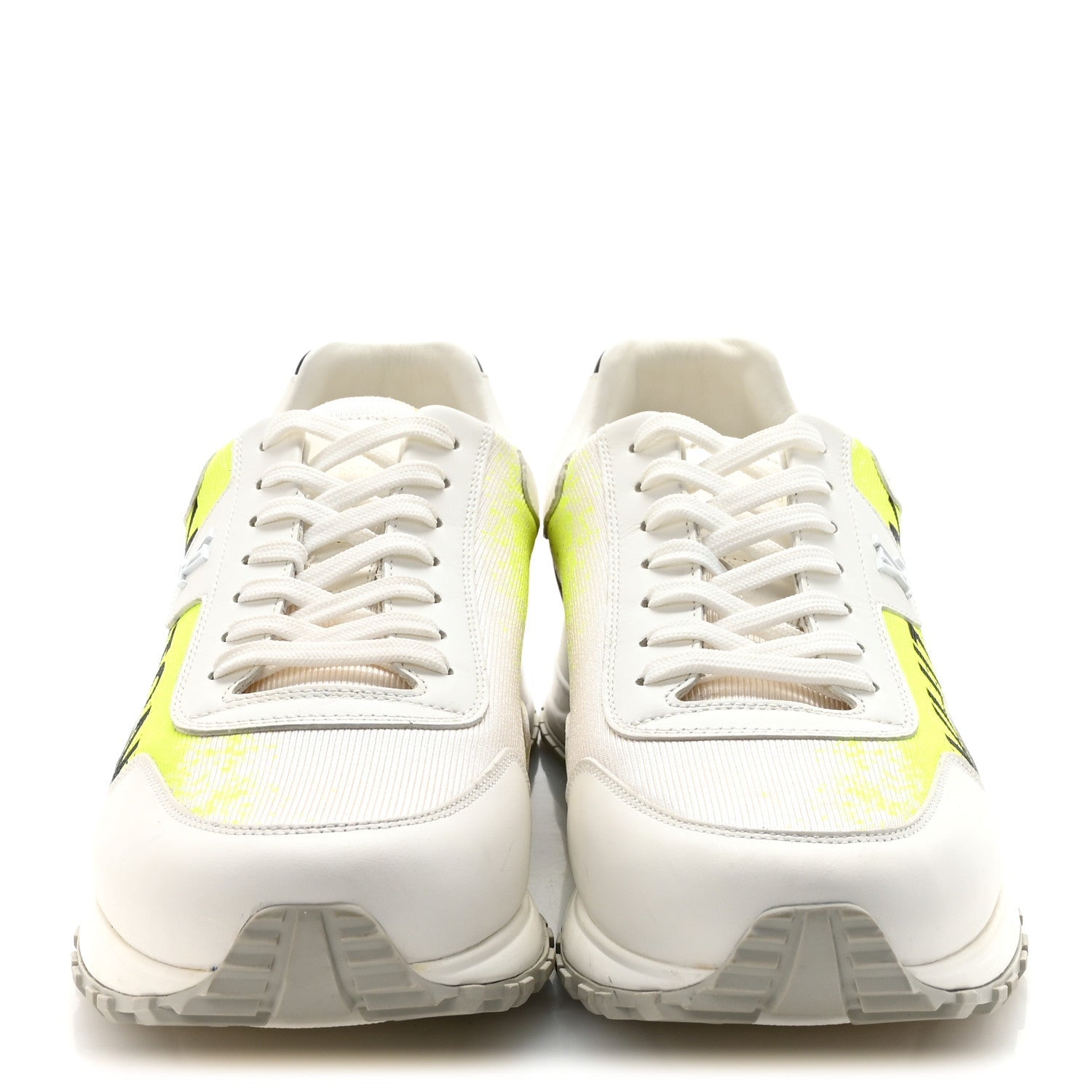 Louis Vuitton Calfskin Mens Run Away Sneakers  8 White Yellow Gradient
