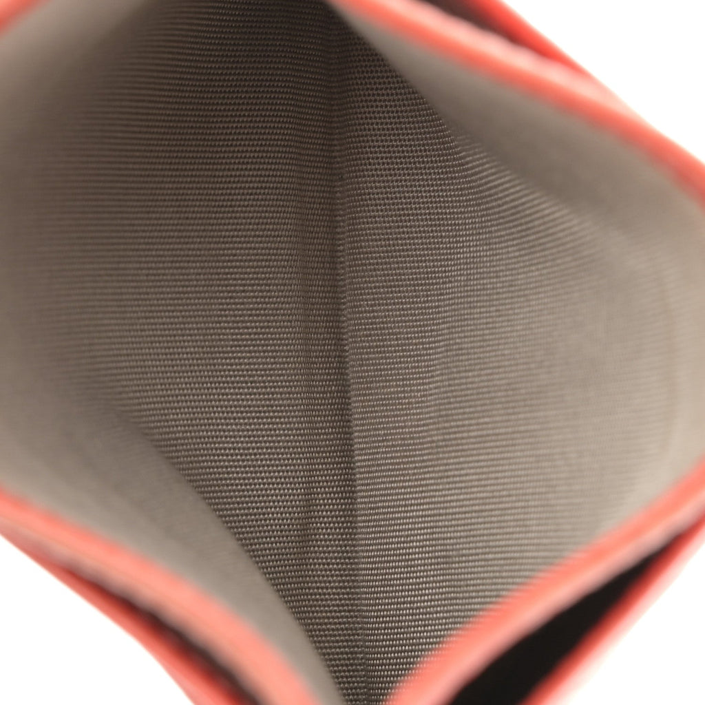 Goatskin Embossed Camellia Card Holder Coral