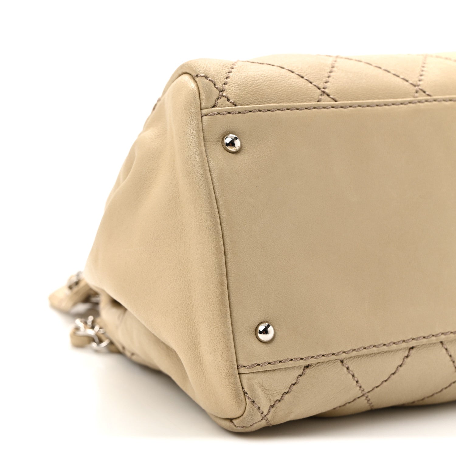 Chanel Lambskin Stitched Accordion Tote Beige