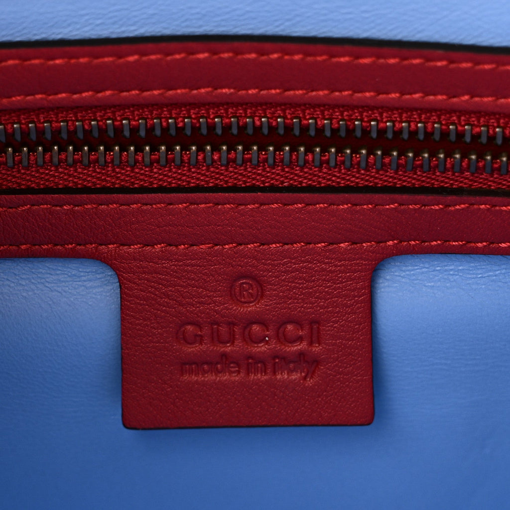 Gucci Snakeskin Sylvie Web Small Queen Margaret Top Handle Bag Red