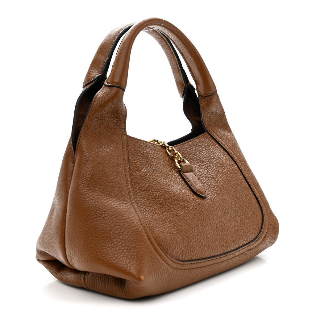 Gucci Grained Calfskin Softbit Medium Shoulder Bag Brown
