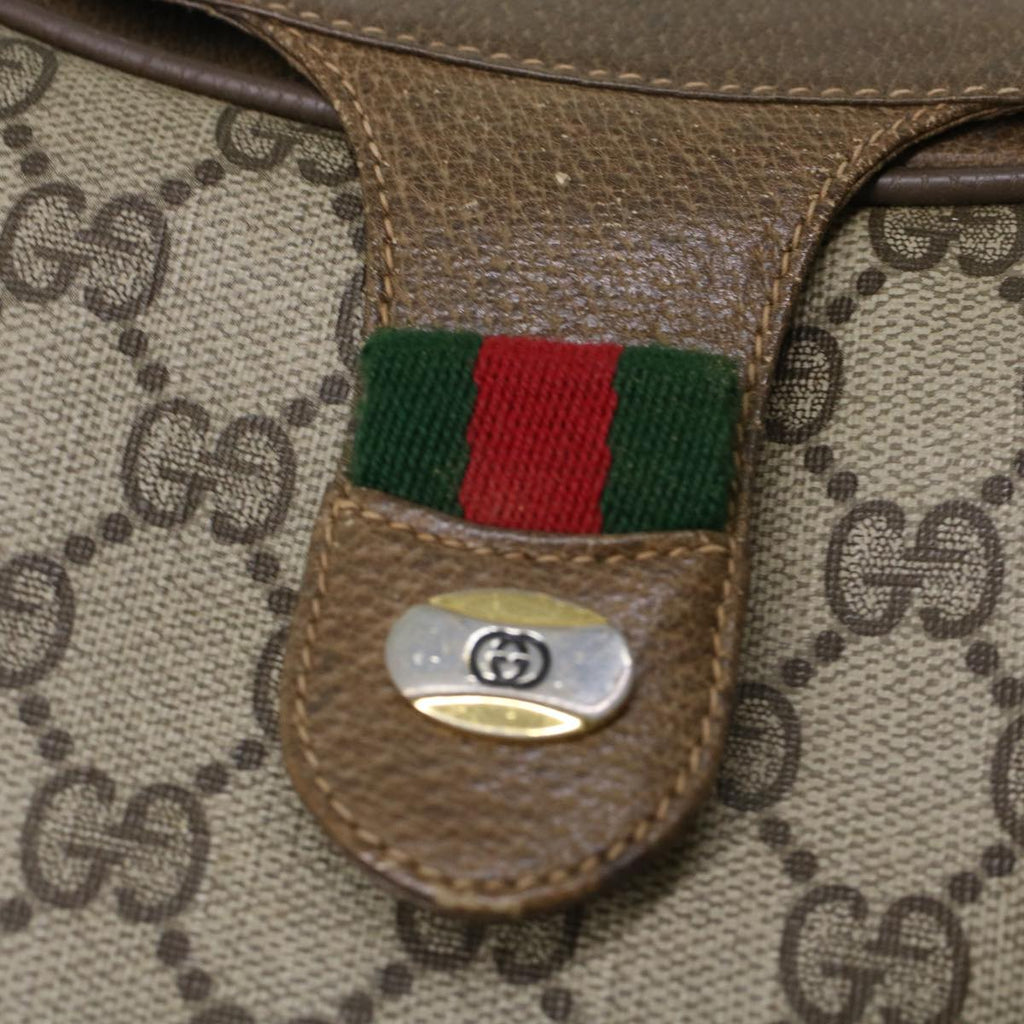 GUCCI GG Canvas Web Sherry Line Shoulder Bag Beige Red 10.02.056  44259