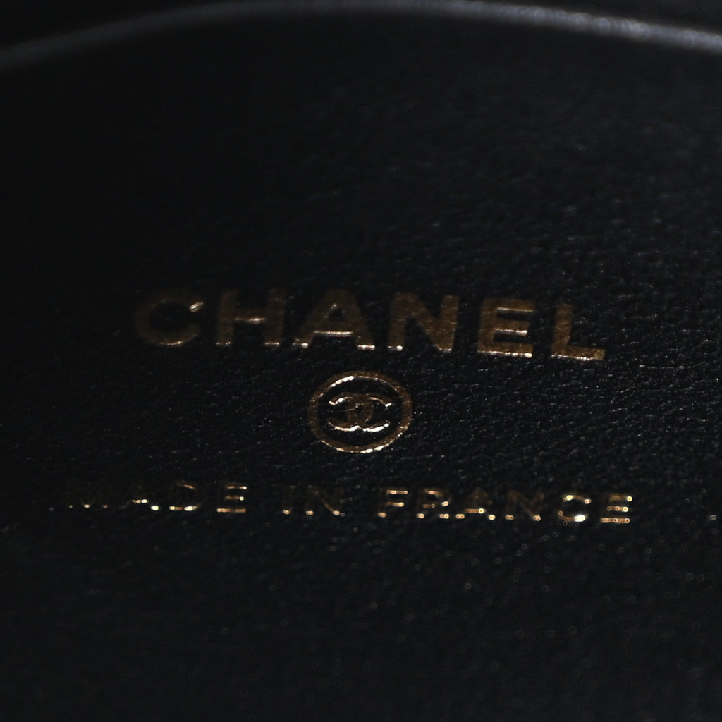 Chanel Lambskin Quilted Top Handle Flap Clutch With Chain Black