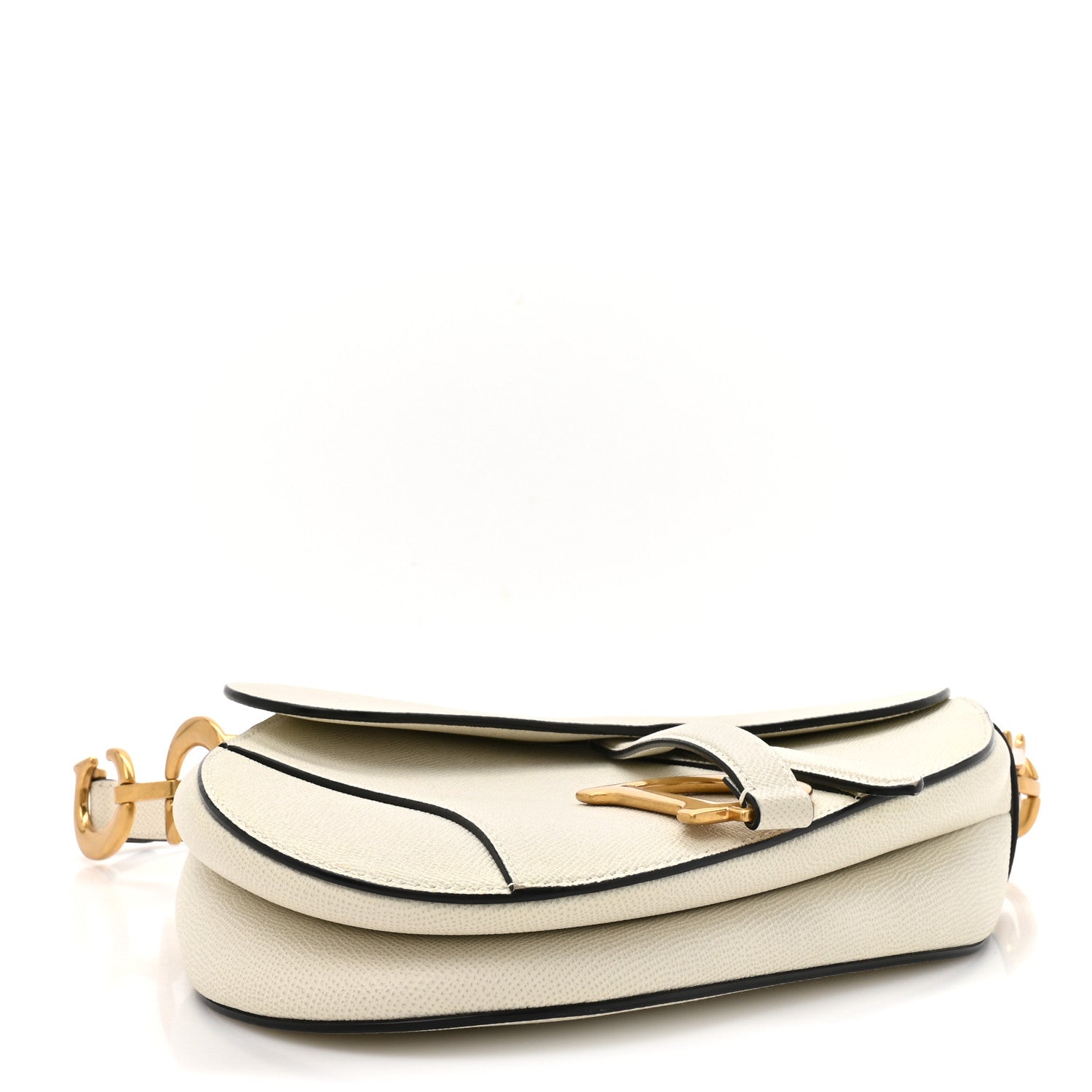 Christian Dior Grained Calfskin Saddle Bag White