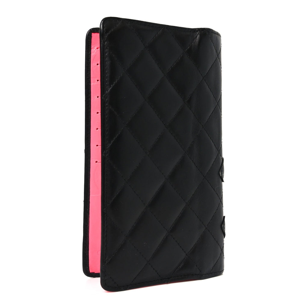 Calfskin Quilted Cambon Yen Wallet Black