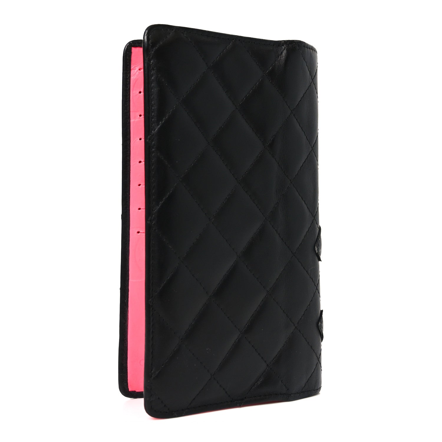 Calfskin Quilted Cambon Yen Wallet Black