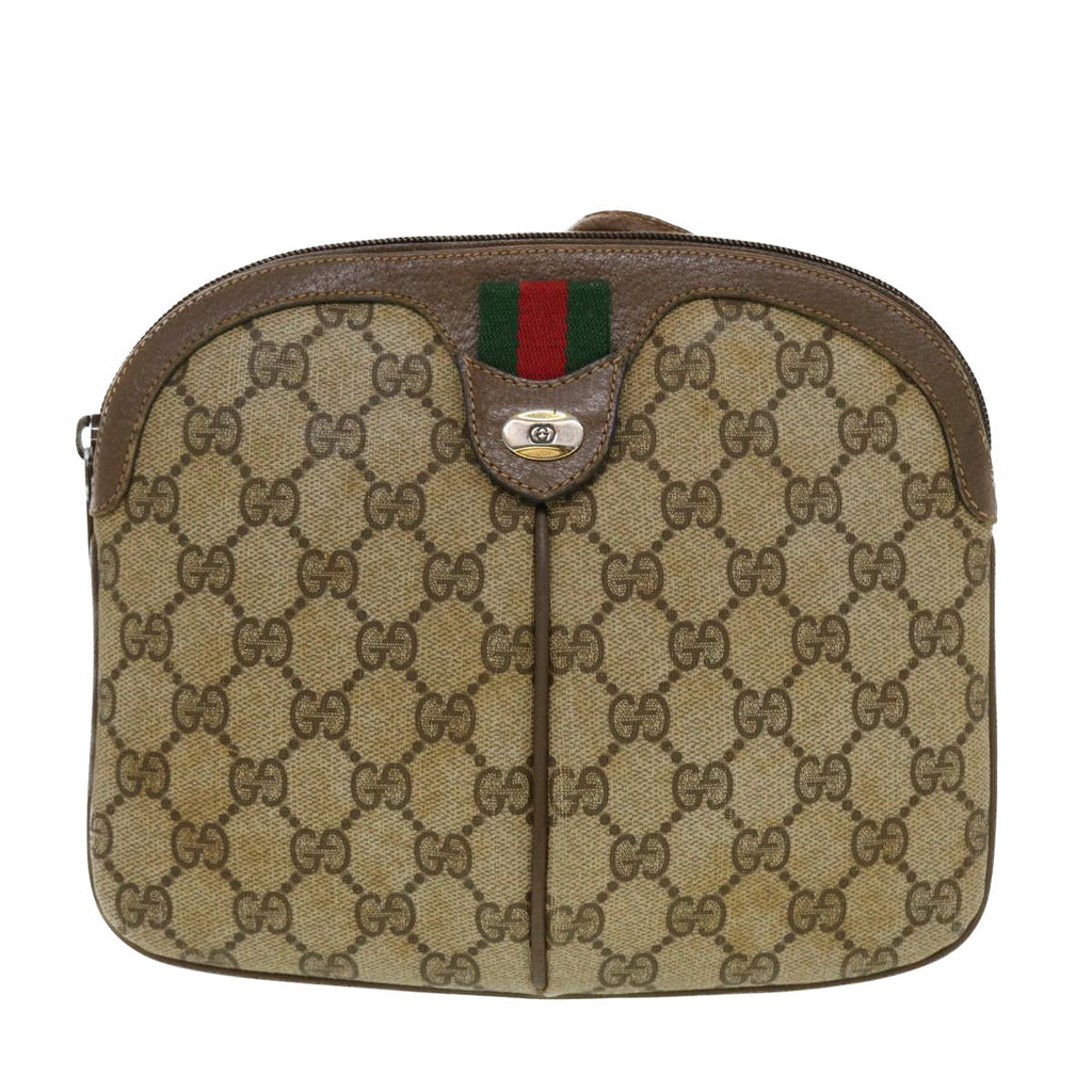 GUCCI GG Canvas Web Sherry Line Shoulder Bag Beige Red 904.02.047  44304