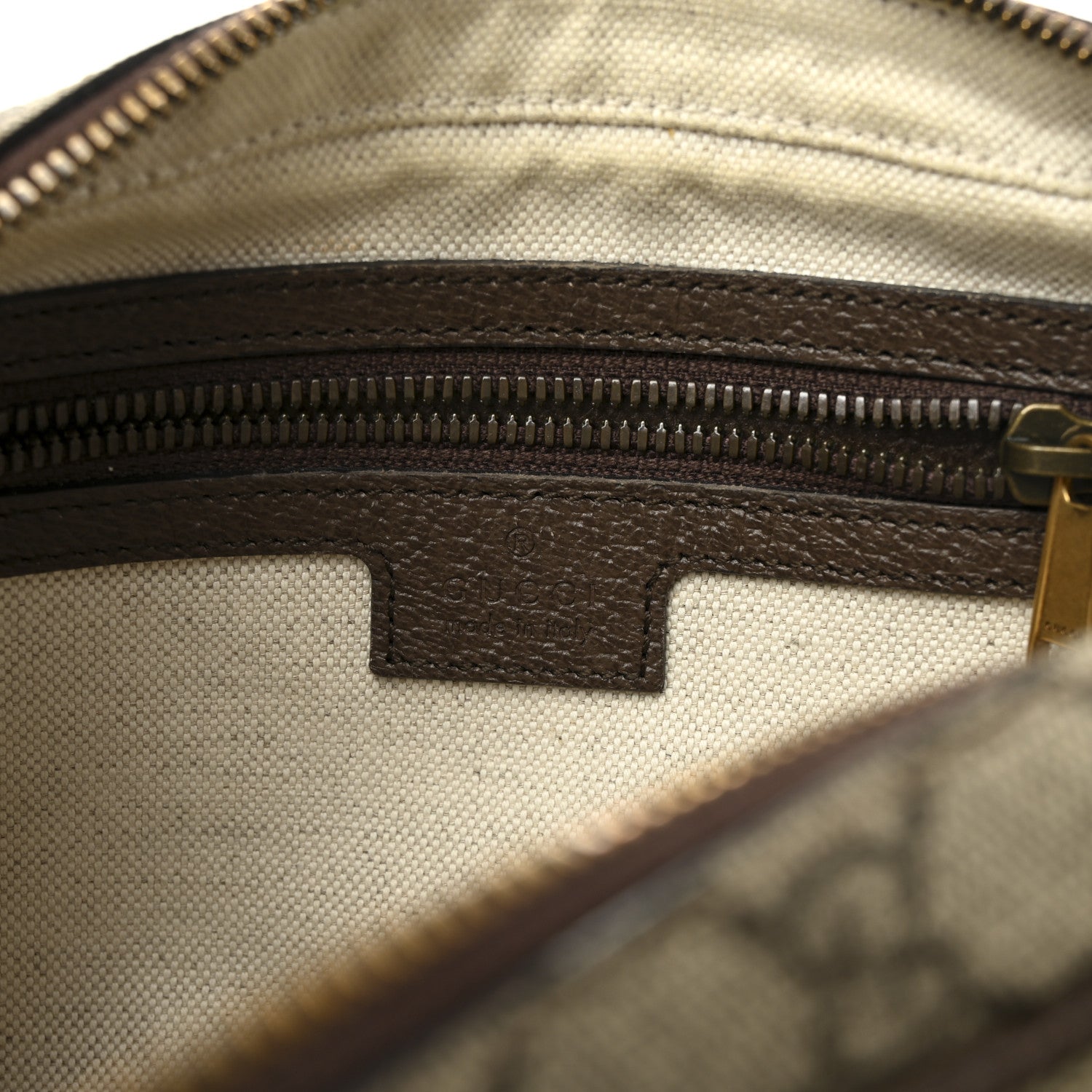 Gucci GG Supreme Monogram Textured Dollar Calfskin Web Small Ophidia Convertible Shoulder Bag Beige Ebony New Acero