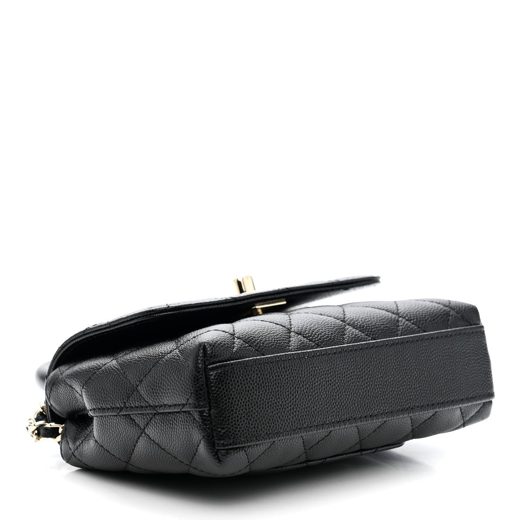 Chanel Caviar Quilted Coco Handle Clutch With Chain Black