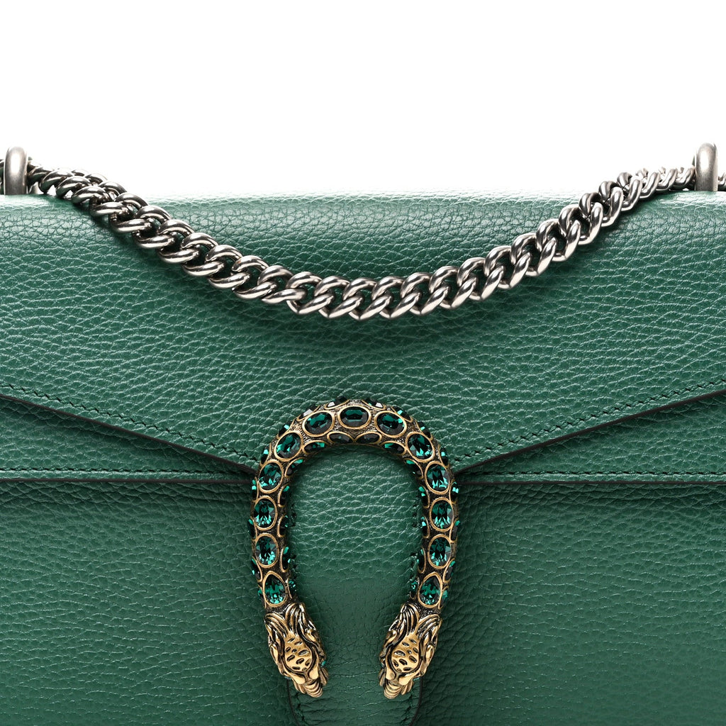 Gucci Pebbled Calfskin Small Dionysus Shoulder Bag Emerald