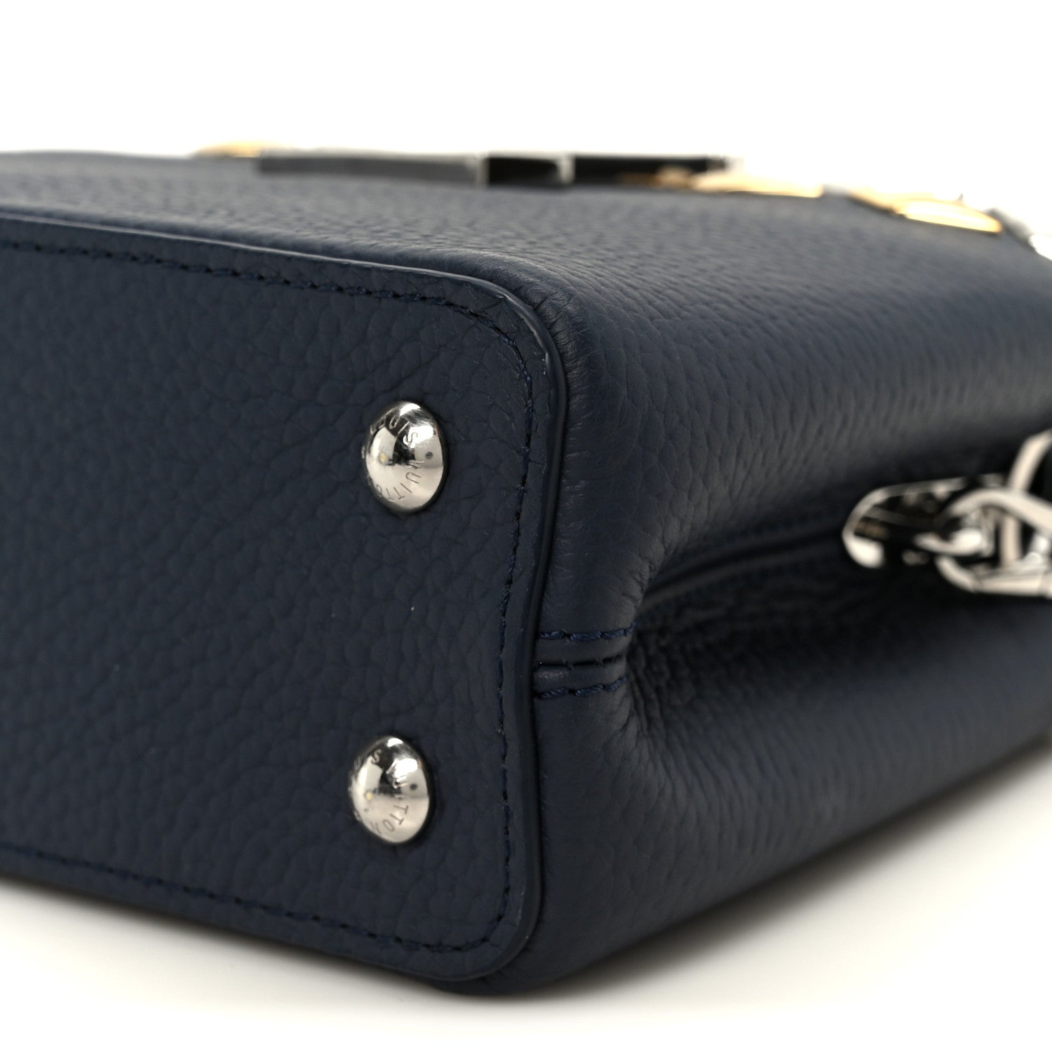 Louis Vuitton Taurillon Embellished Malletage Crown Mini Capucines Navy
