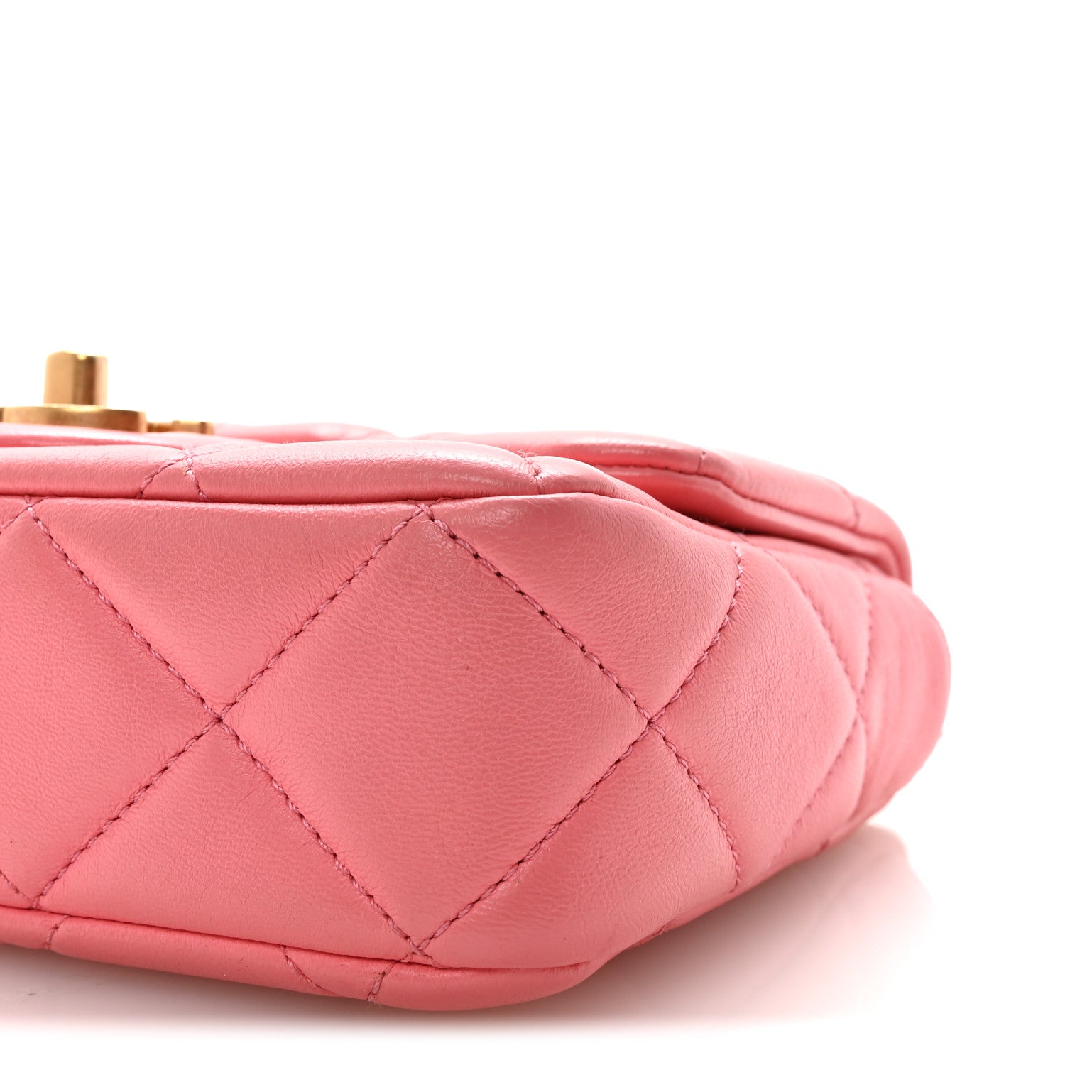 Chanel Lambskin Enamel Quilted Pending CC Mini Square Flap Pink