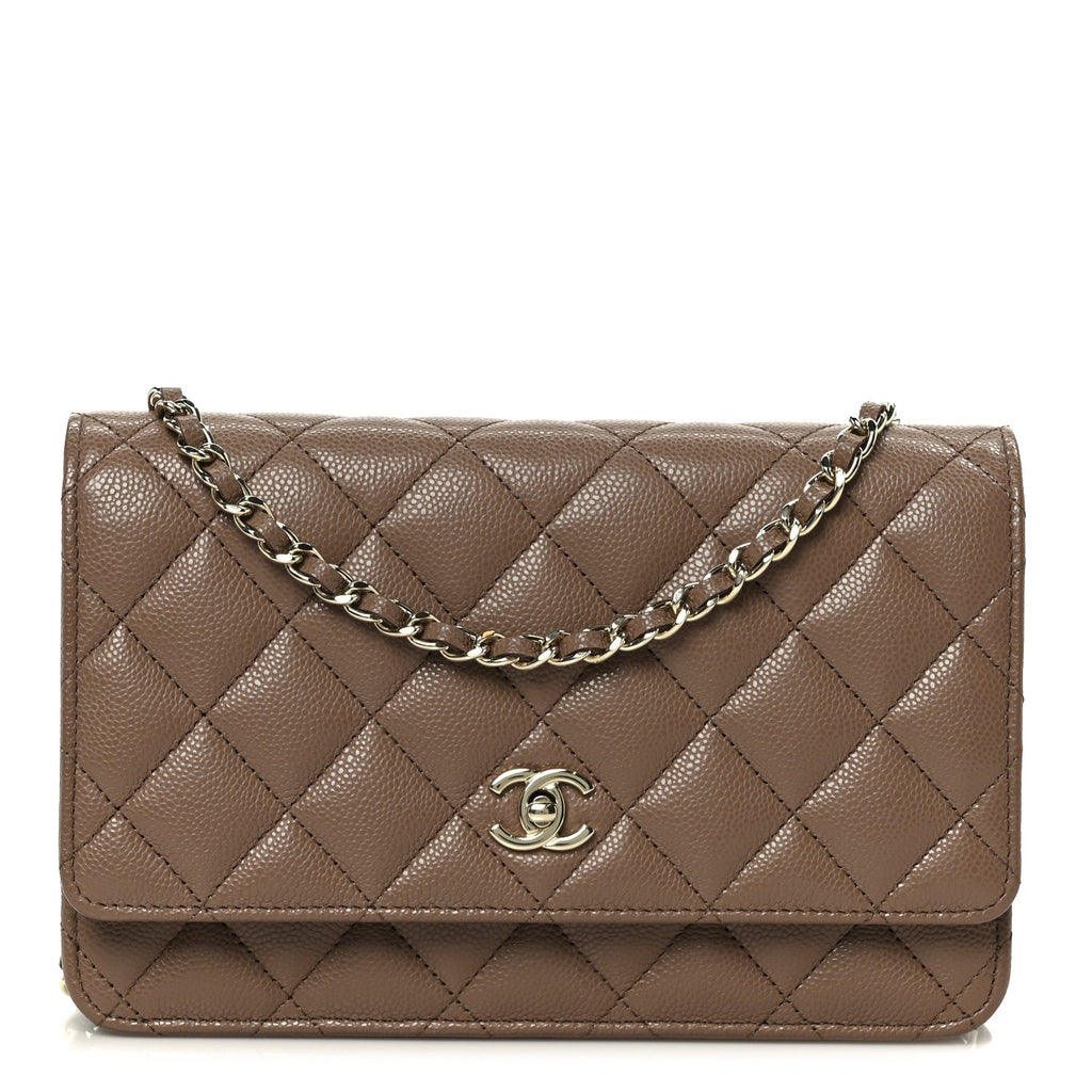 Chanel Caviar Quilted CC Turnlock Wallet On Chain WOC Brown