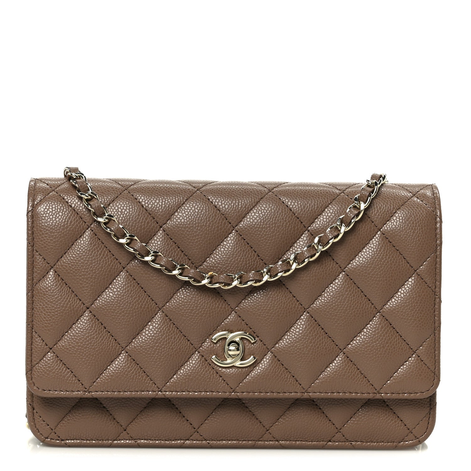 Chanel Caviar Quilted CC Turnlock Wallet On Chain WOC Brown
