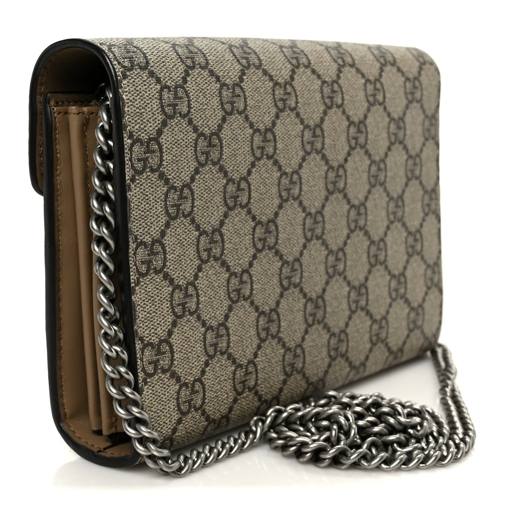 Gucci GG Supreme Monogram Mini Dionysus Chain Wallet Beige Taupe