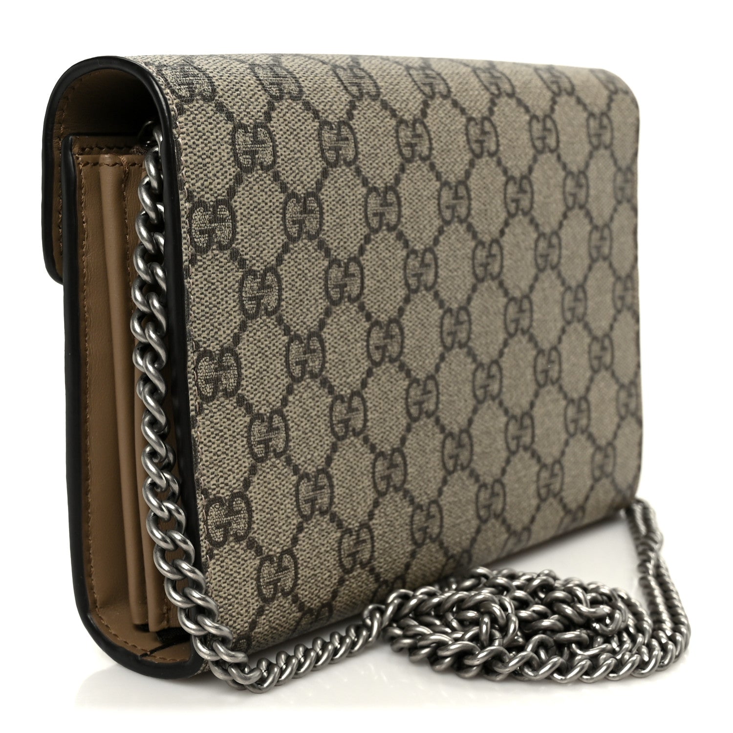 Gucci GG Supreme Monogram Mini Dionysus Chain Wallet Beige Taupe