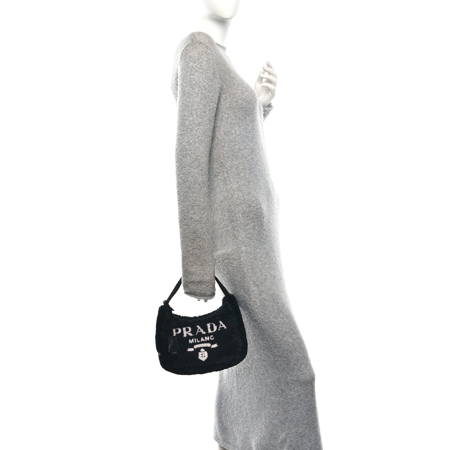 Prada Terry Cloth Mini Re-Edition 2000 Bag Black White