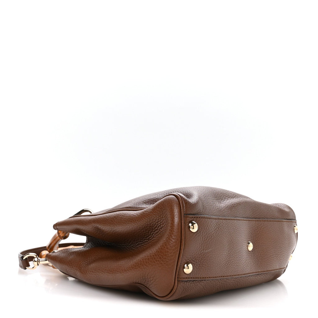 Gucci Calfskin Small Bamboo Shopper Tote Acero