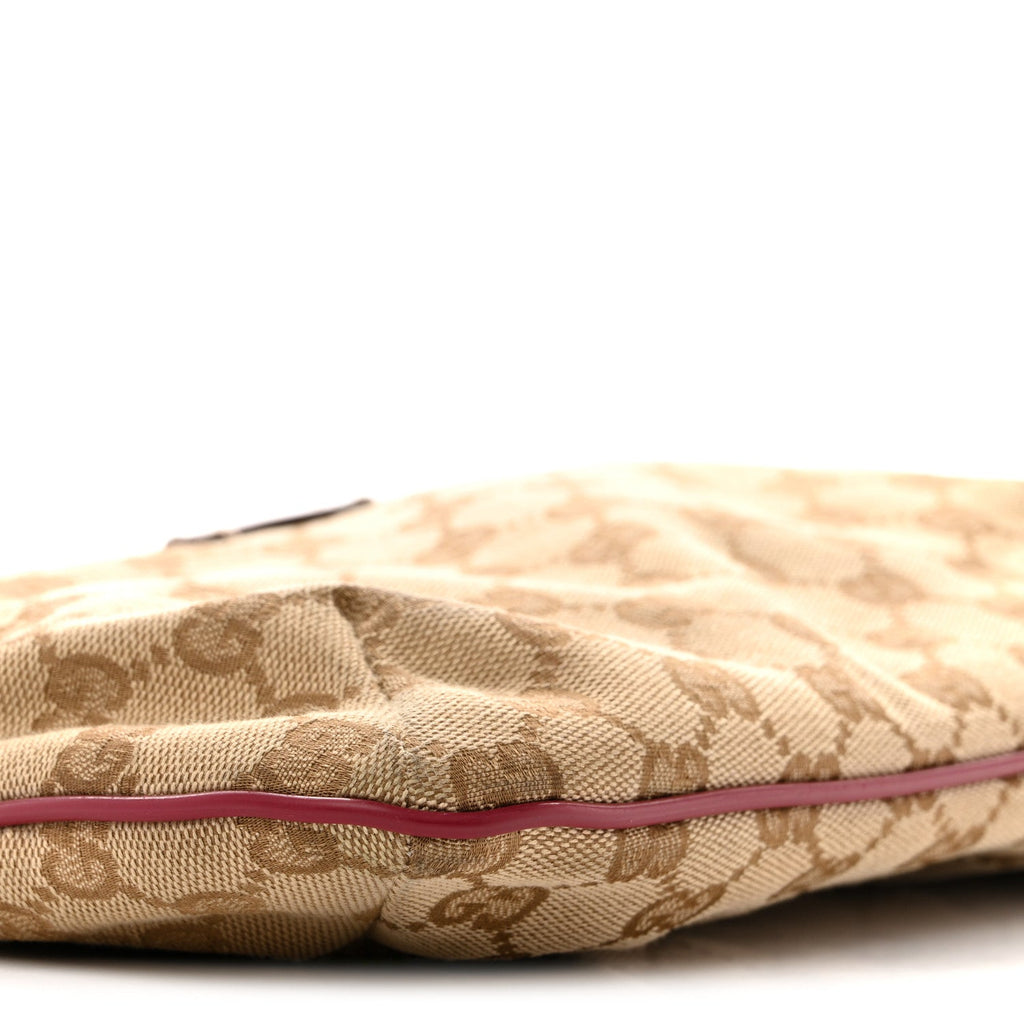 Gucci Monogram Web Small Flat Messenger Crossbody Pink Gold