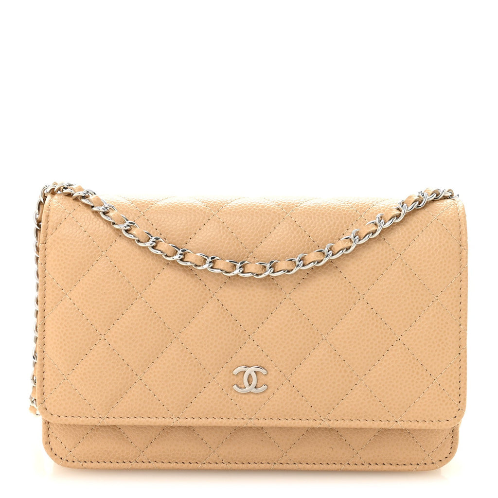 Chanel Caviar Quilted Wallet on Chain WOC Beige