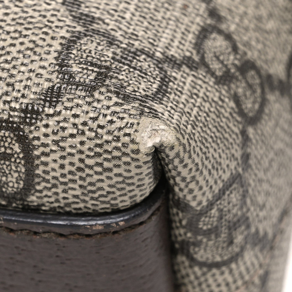 Gucci GG Supreme Monogram Textured Dollar Calfskin Web Small Ophidia Dome Shoulder Bag Beige Ebony New Acero