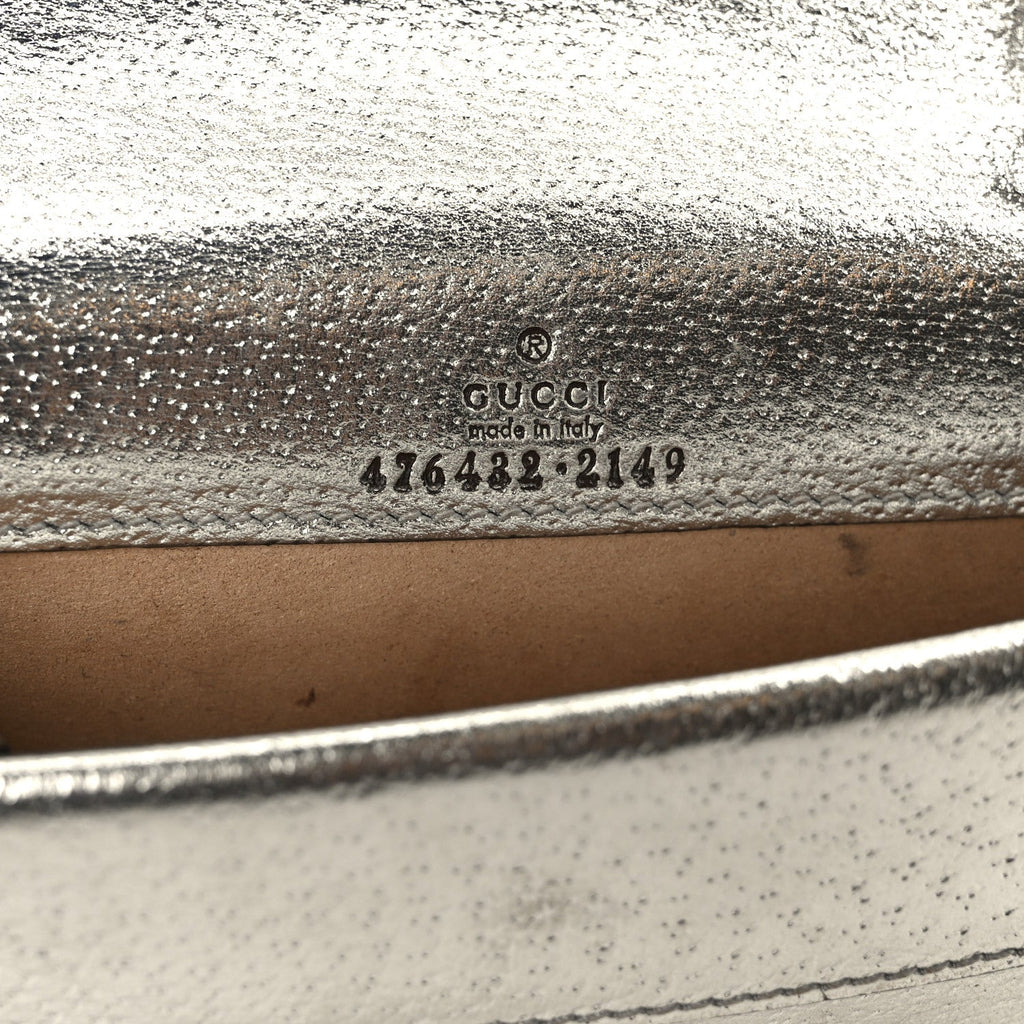 Gucci Metallic Calfskin Super Mini Dionysus Shoulder Bag Silver