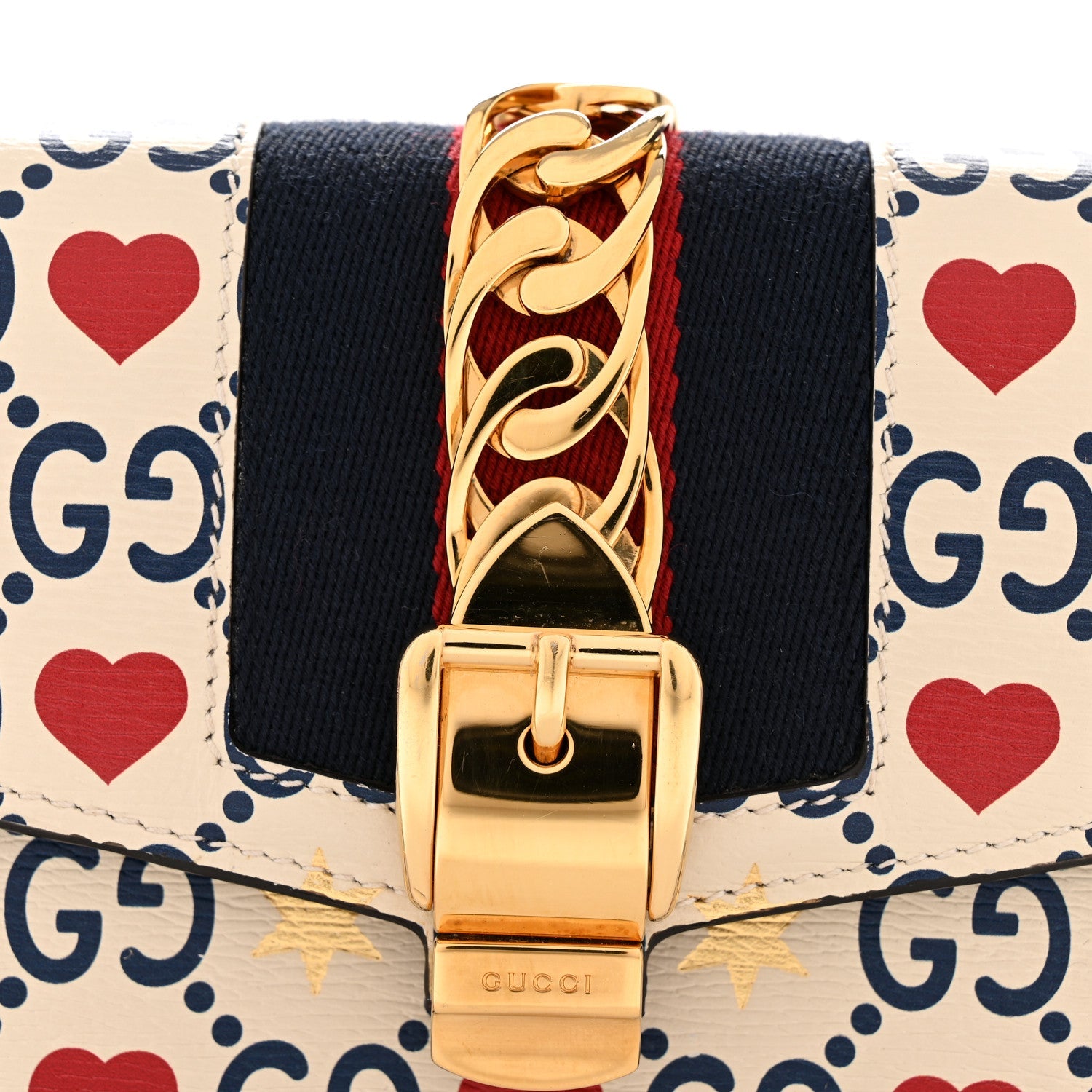 Gucci Textured Calfskin Valentine's Day Super Mini Sylvie Chain Shoulder Bag Ivory
