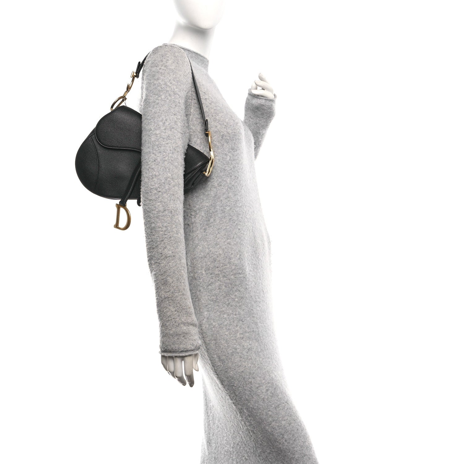 Christian Dior Grained Calfskin Saddle Bag Black
