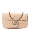Gucci Calfskin Matelasse Super Mini GG Marmont Shoulder Bag Porcelain Rose