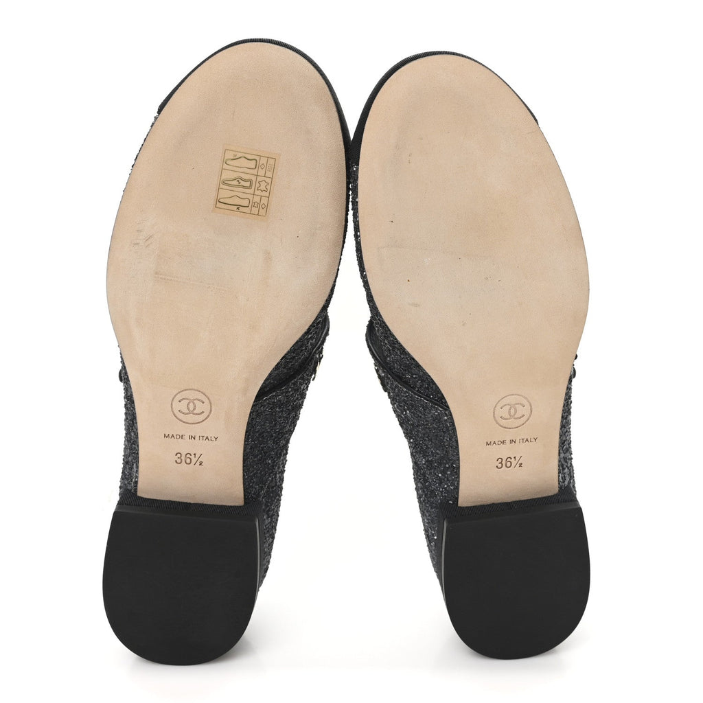 Glitter Grosgrain Cap Toe Mary Jane Flats 36.5 Gray