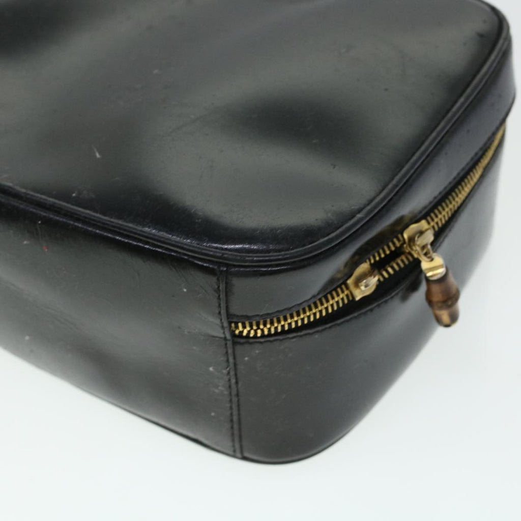 GUCCI Vanity Cosmetic Pouch Enamel 2way Black  44406
