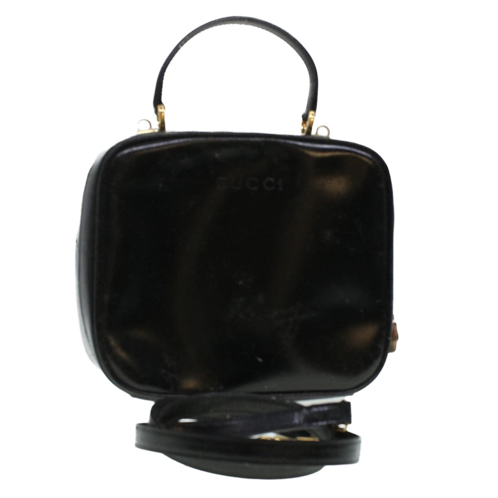 GUCCI Vanity Cosmetic Pouch Enamel 2way Black  44406