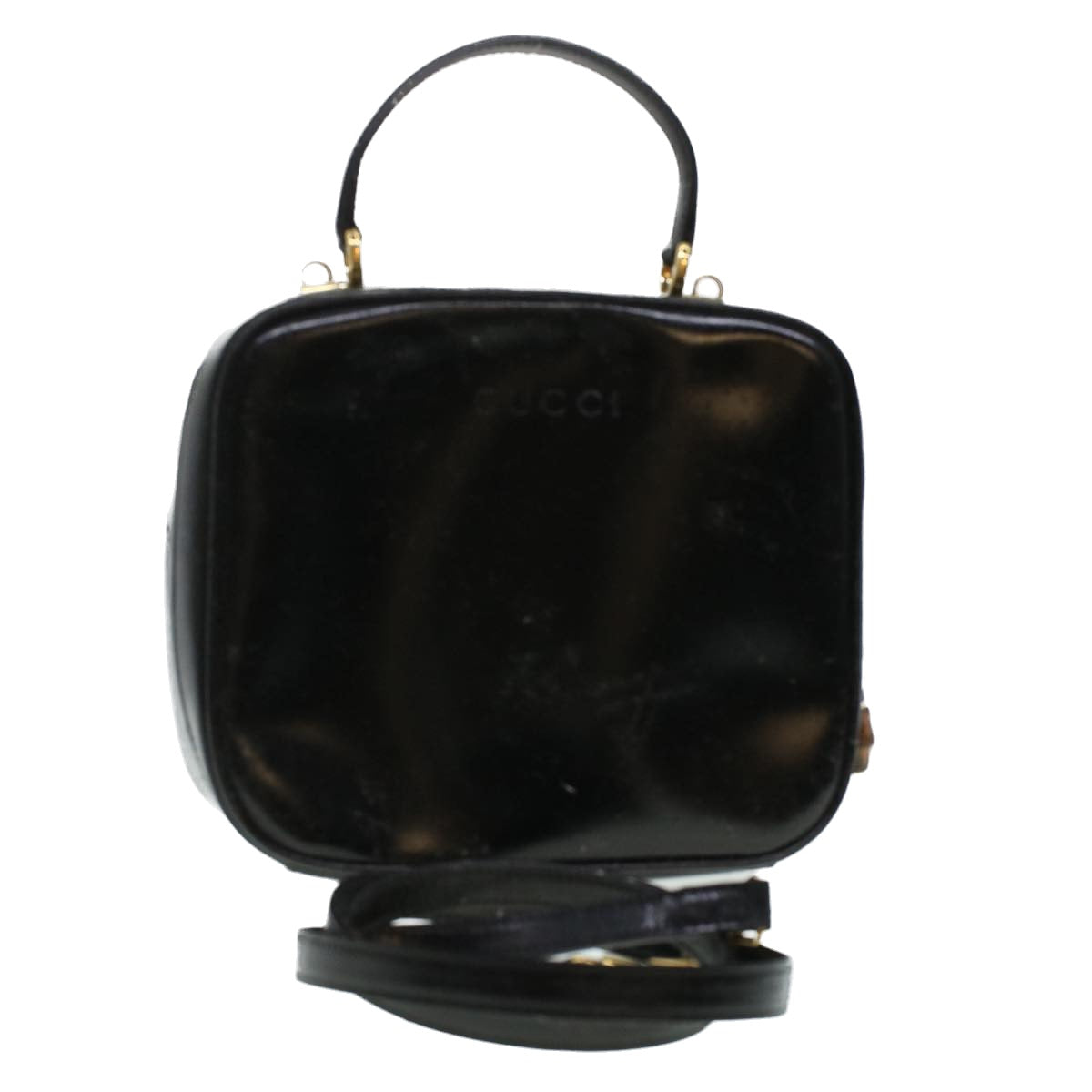 GUCCI Vanity Cosmetic Pouch Enamel 2way Black  44406