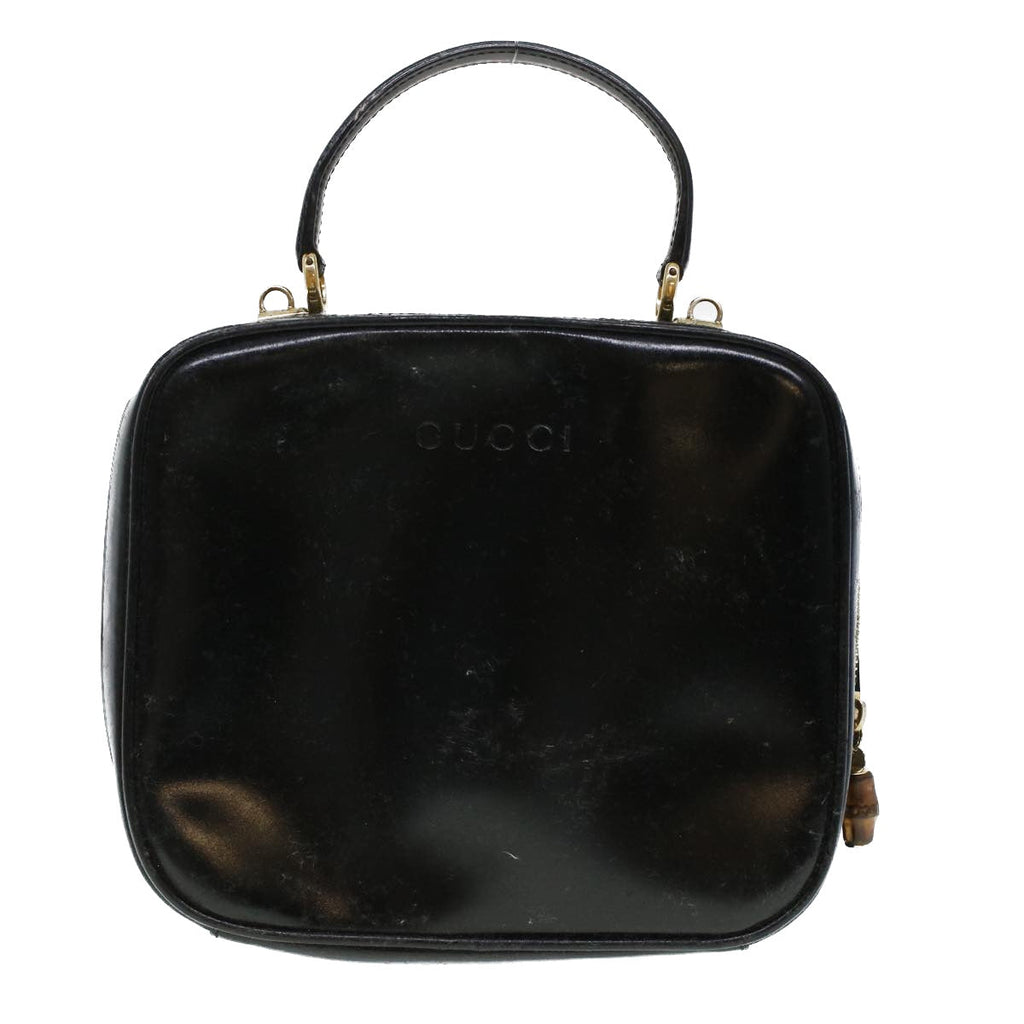 GUCCI Vanity Cosmetic Pouch Enamel 2way Black  44406