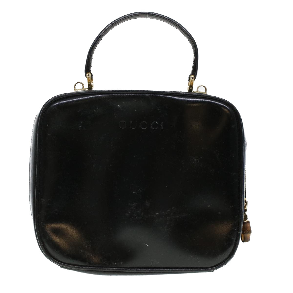 GUCCI Vanity Cosmetic Pouch Enamel 2way Black  44406