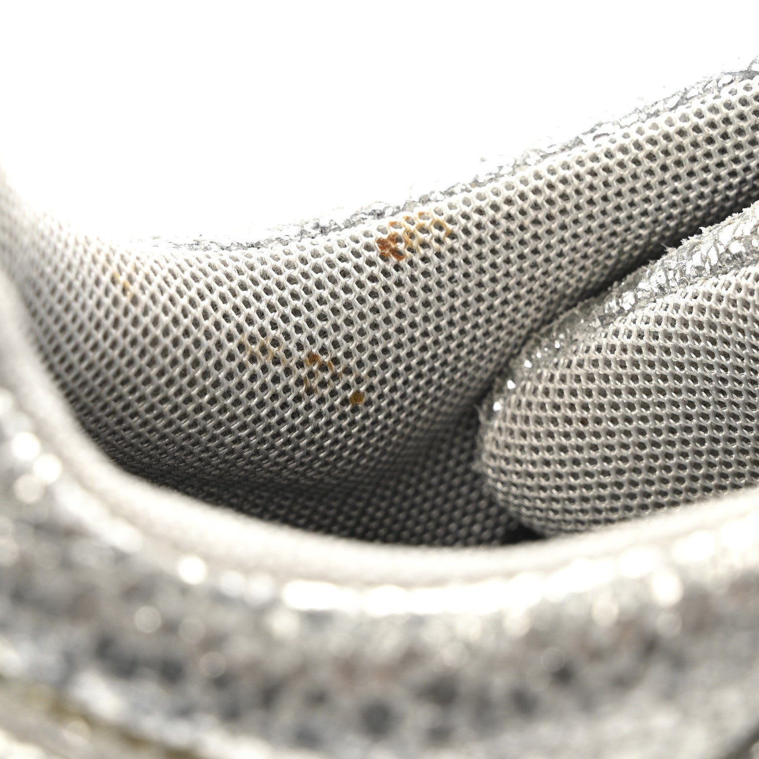 Metallic Crackled Calfskin CC Sneakers 36 Silver Black Navy