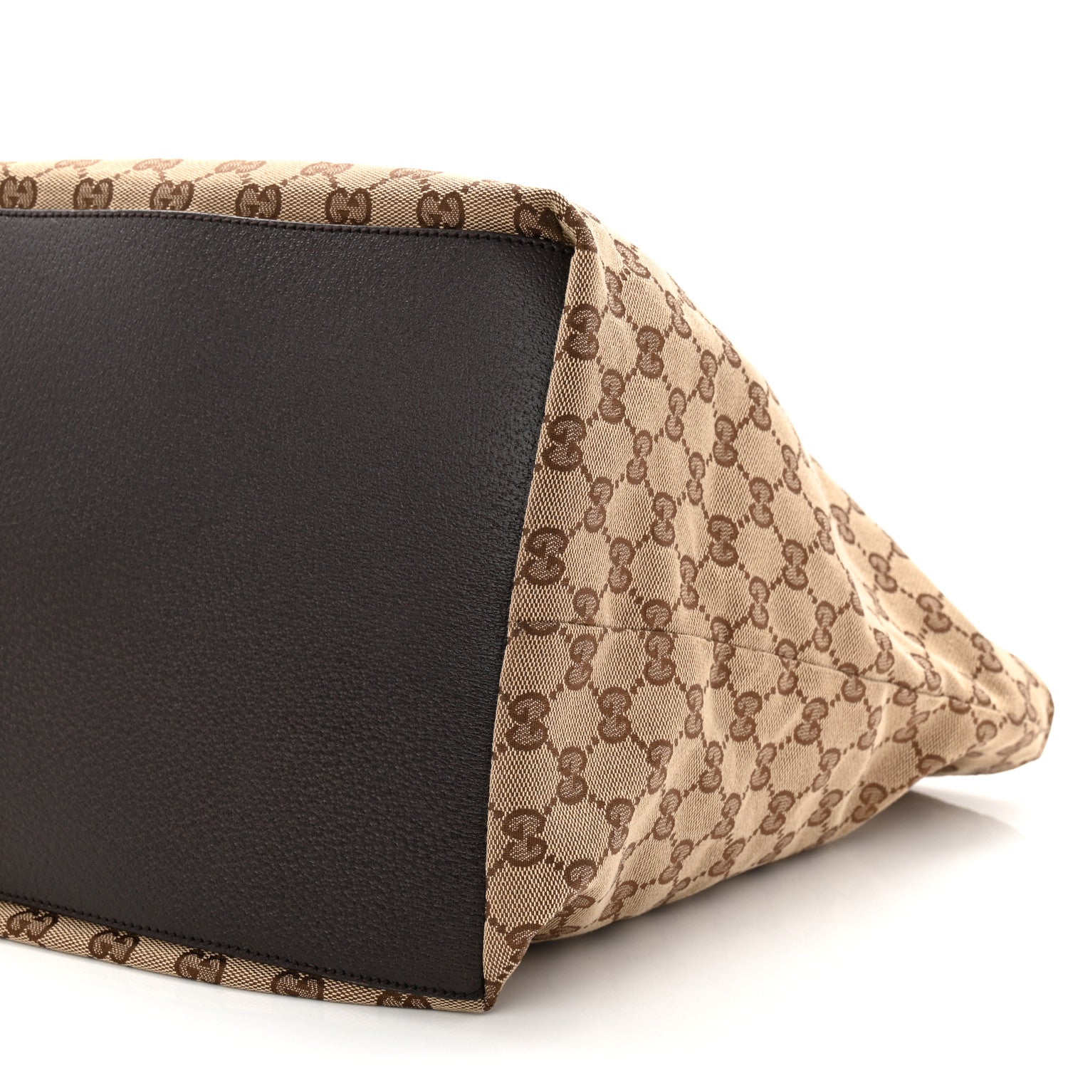 Gucci GG Monogram Large Web Handle Bucket Tote Dark Brown