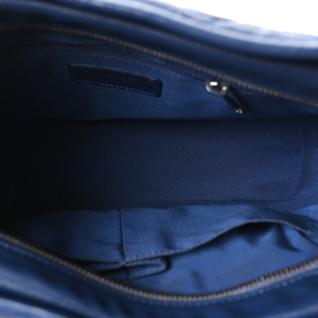 Chanel Patent Goatskin Quilted Medium Gabrielle Hobo Blue