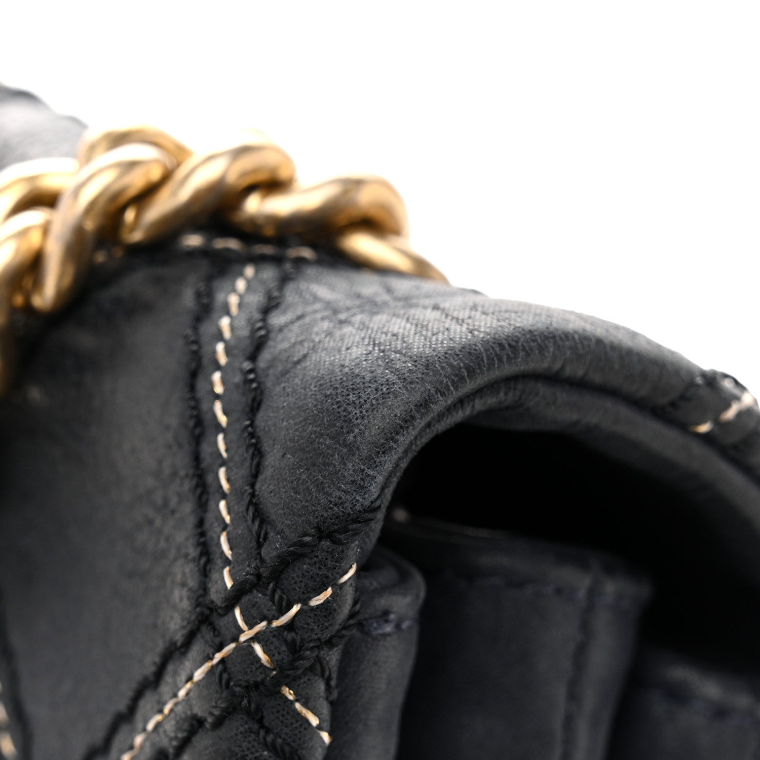 Chanel Iridescent Calfskin Triple Stitched Medium Flap Navy