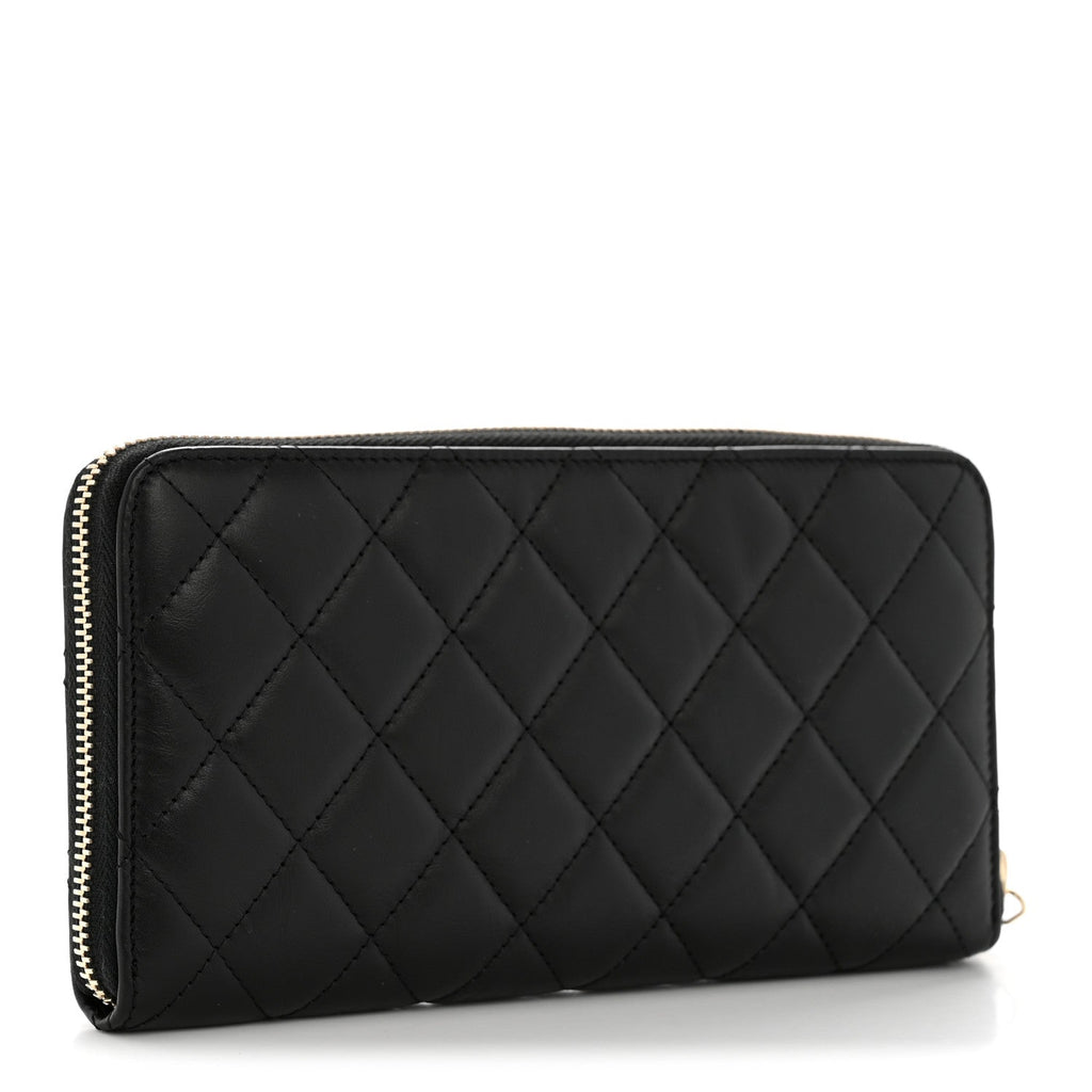 Aged Calfskin Quilted Lucky Charms 2.55 Reissue Zip Around Wallet Black