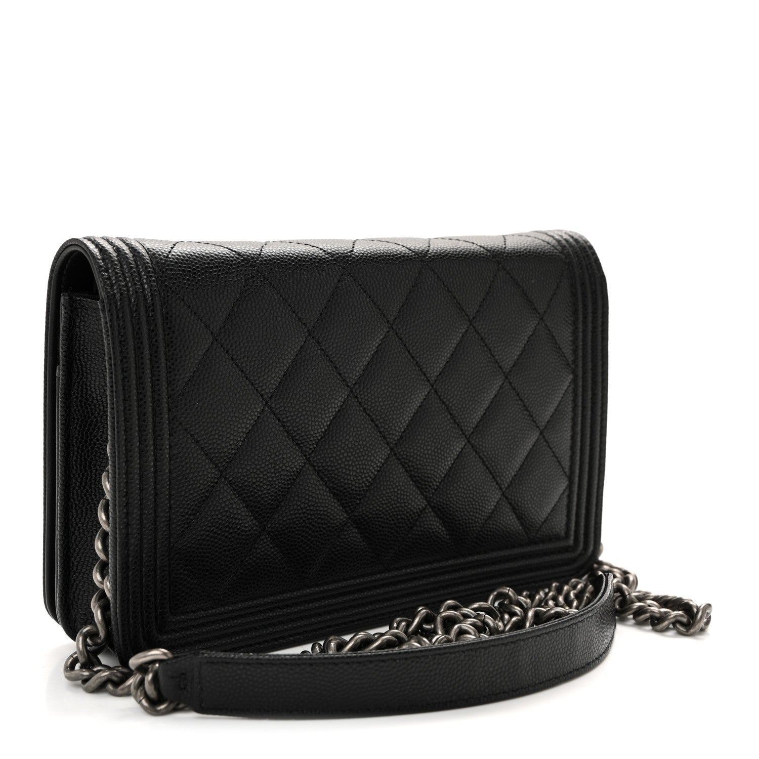 Chanel Caviar Quilted Boy Wallet On Chain WOC Black