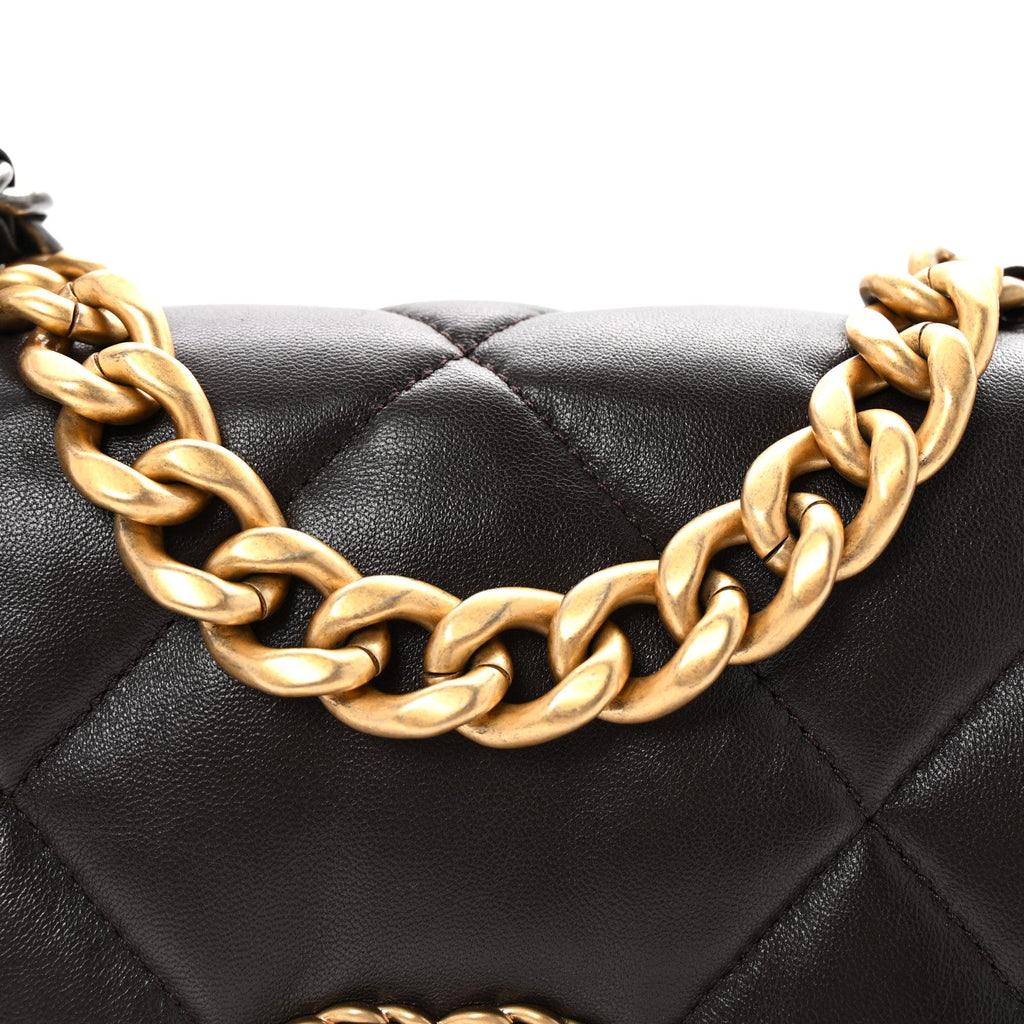 Chanel Lambskin Quilted Medium Chanel 19 Flap Dark Brown