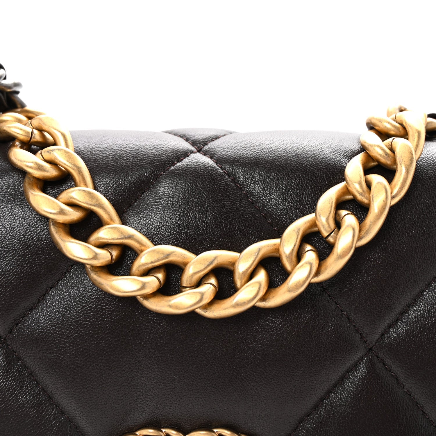 Chanel Lambskin Quilted Medium Chanel 19 Flap Dark Brown