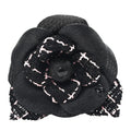 Chanel Tweed Camellia Pin Brooch Black Pink