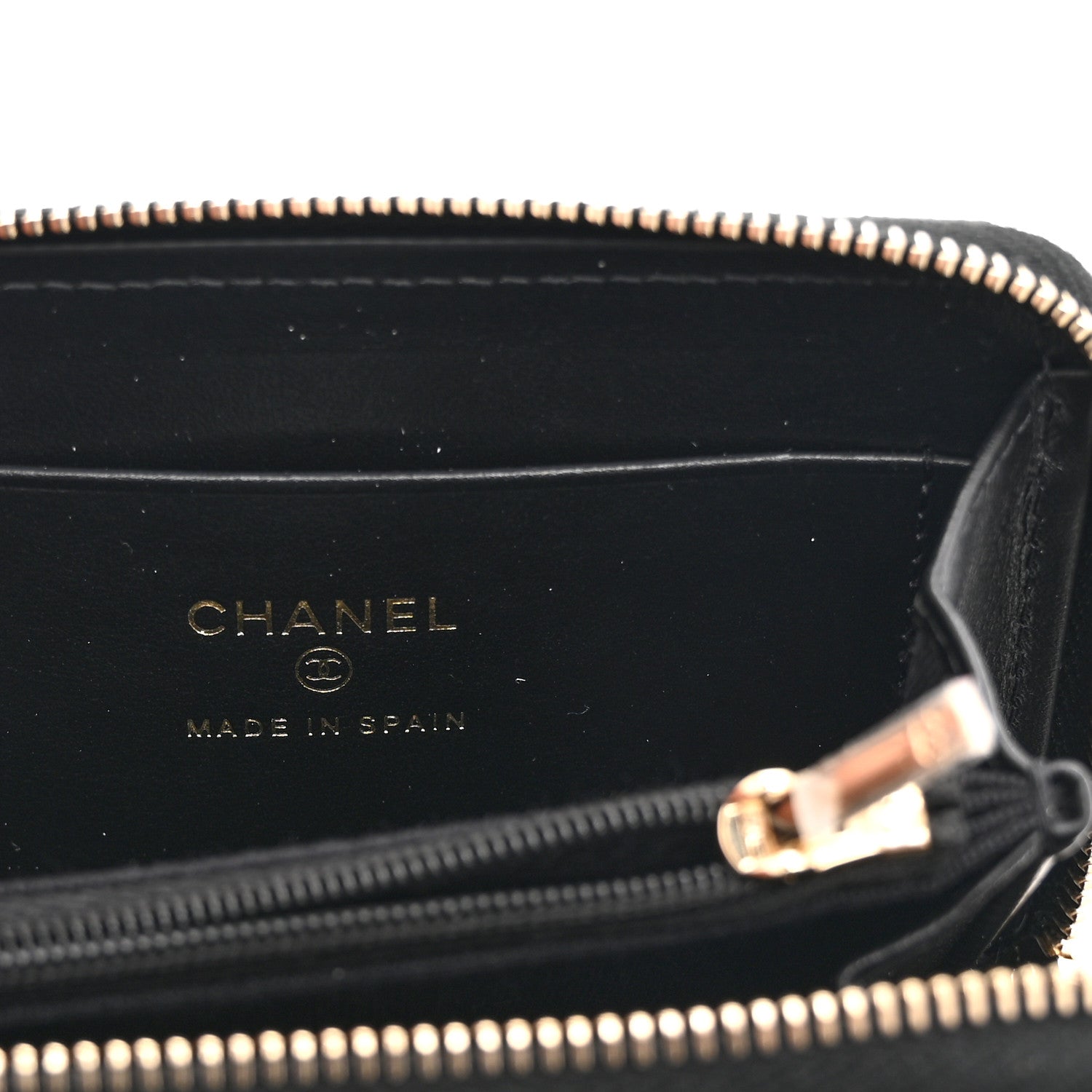 Caviar Quilted Crystal Zip Around Coin Purse Wallet Black