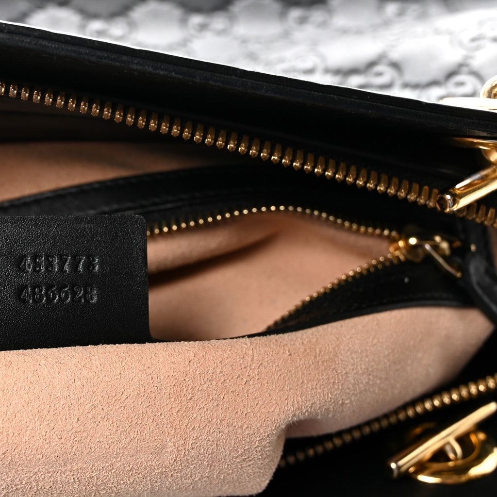 Gucci Guccissima Signature Medium Shoulder Tote Bag Black