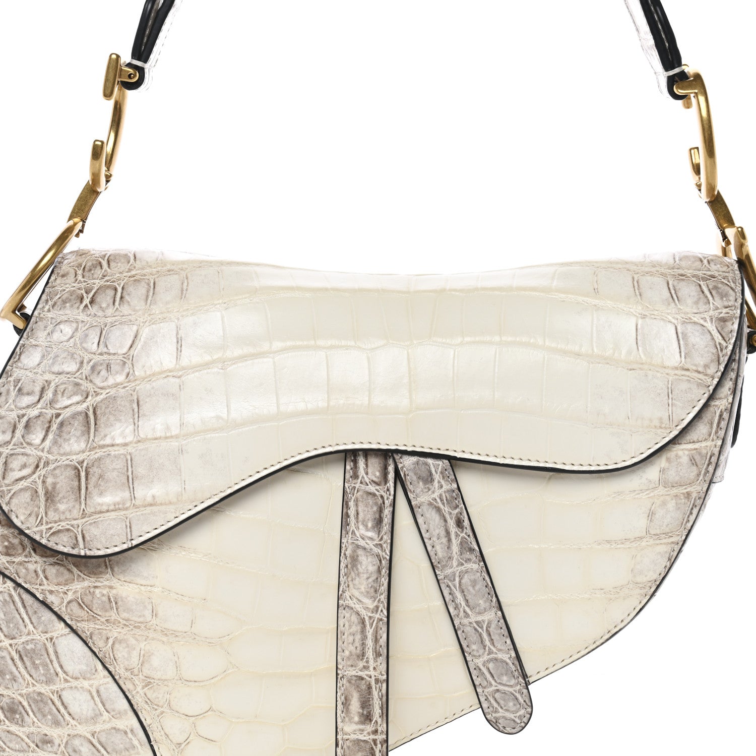 Christian Dior Niloticus Crocodile Himalaya Saddle Bag Latte